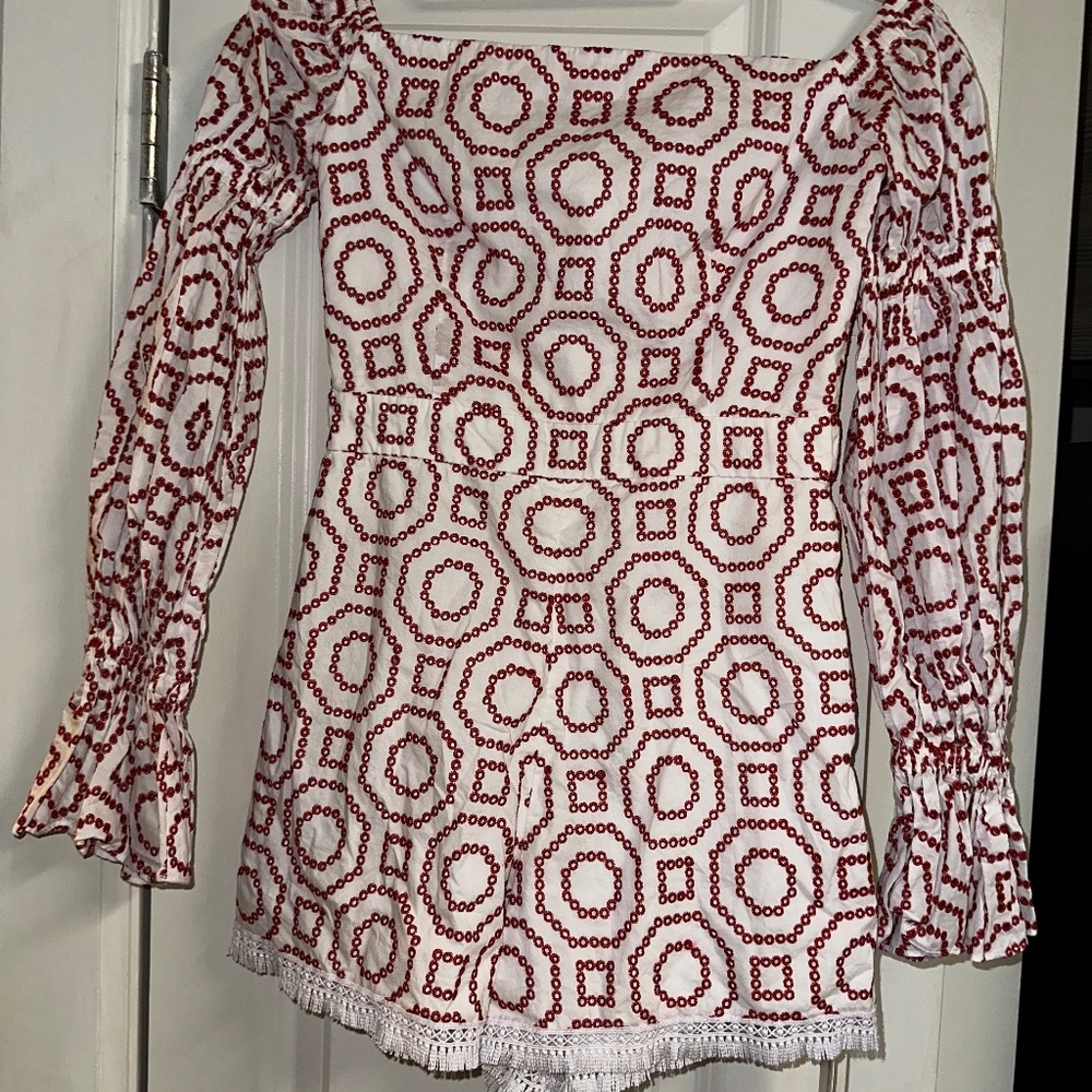 Alexis Red and White Romper